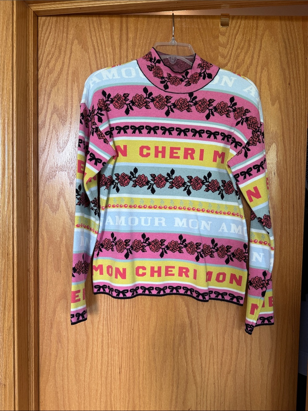 Mon Cheri Striped Knit Top in Pink, Light Blue & Yellow